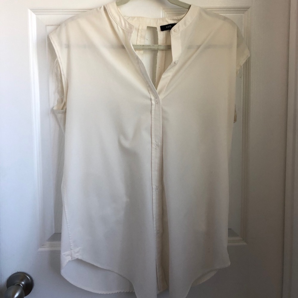 White blouse with bow tie back